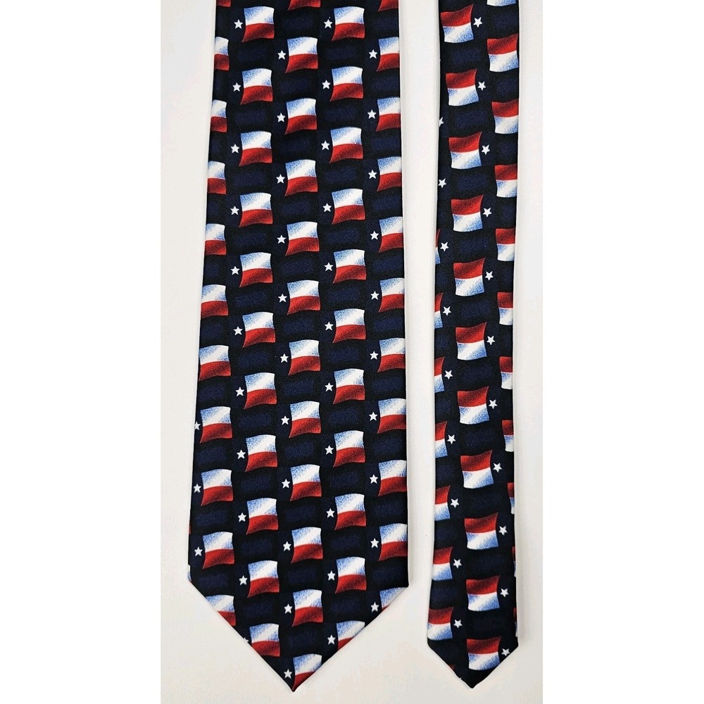 Texas Flag‎ Tie 100% Polyester Hand Made RED WHITE BLUE Patriotic Pattern
